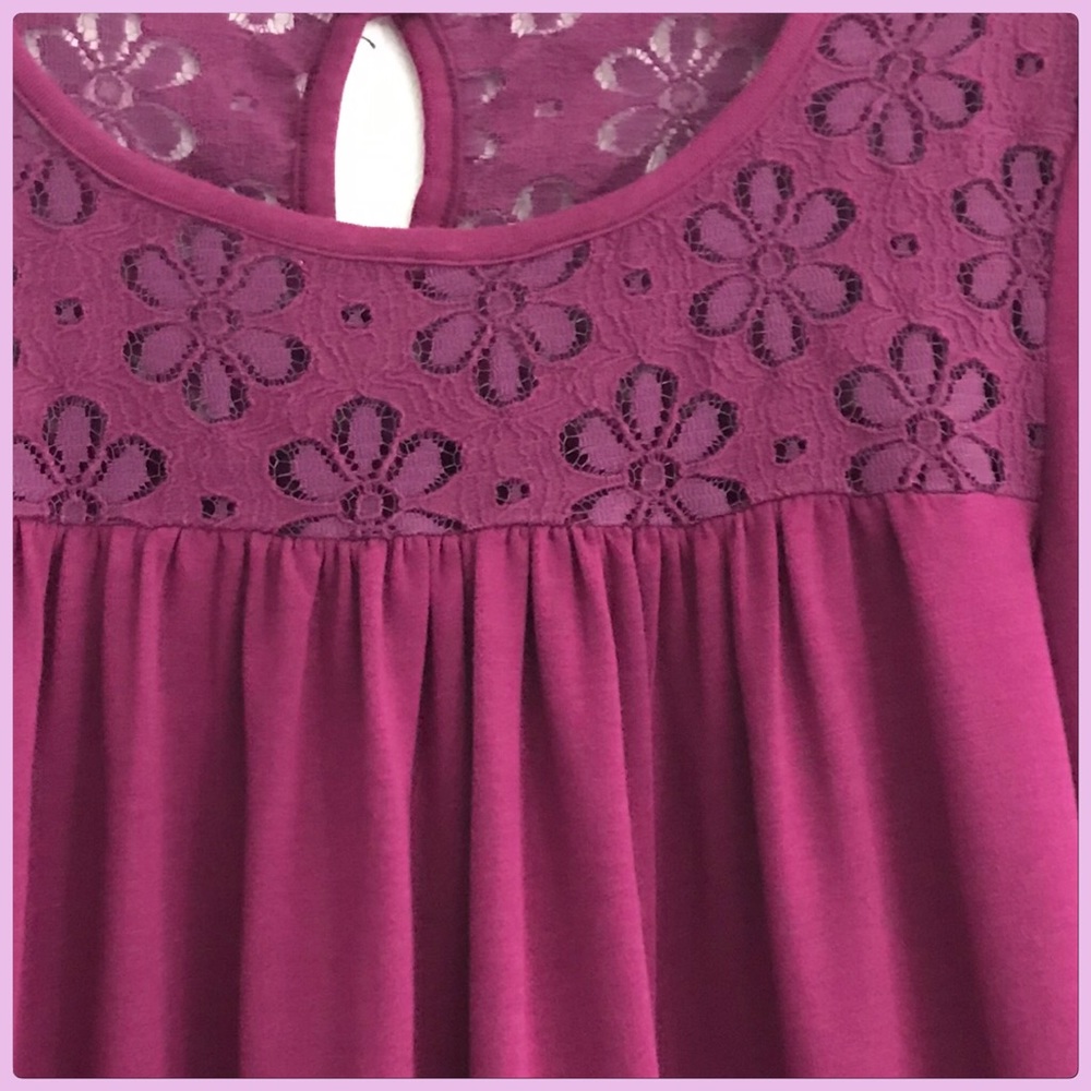 Purple Crochet Lace Daisy Flower Blouse Size S - Picture 7 of 8